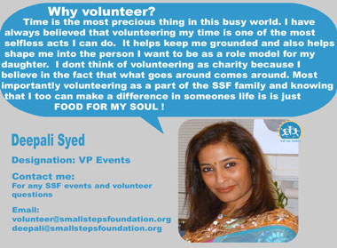 Deepali Syed, deepali@smallstepsfoundation.org
